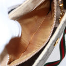 GUCCI GG Canvas Web Sherry Line Shoulder Bag PVC Leather Beige Green Auth BA6766-19