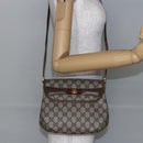 GUCCI GG Canvas Web Sherry Line Shoulder Bag PVC Leather Beige Green Auth BA6766-21