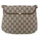 GUCCI GG Canvas Web Sherry Line Shoulder Bag PVC Leather Beige Green Auth BA6766-3