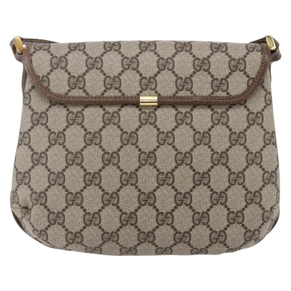 GUCCI GG Canvas Web Sherry Line Shoulder Bag PVC Leather Beige Green Auth BA6766