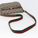 GUCCI GG Canvas Web Sherry Line Shoulder Bag PVC Leather Beige Green Auth BA6766-7