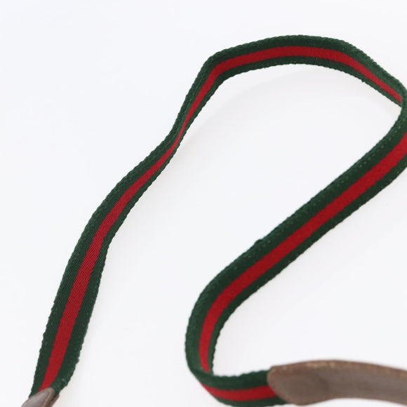 GUCCI GG Canvas Web Sherry Line Shoulder Bag PVC Leather Beige Green Auth BA6766