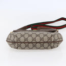 GUCCI GG Canvas Web Sherry Line Shoulder Bag PVC Leather Beige Green Auth BA6766-9