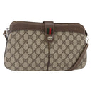 GUCCI GG Canvas Web Sherry Line Shoulder Bag PVC Leather Beige Green Auth BA6767-1