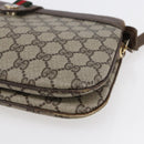 GUCCI GG Canvas Web Sherry Line Shoulder Bag PVC Leather Beige Green Auth BA6767-9