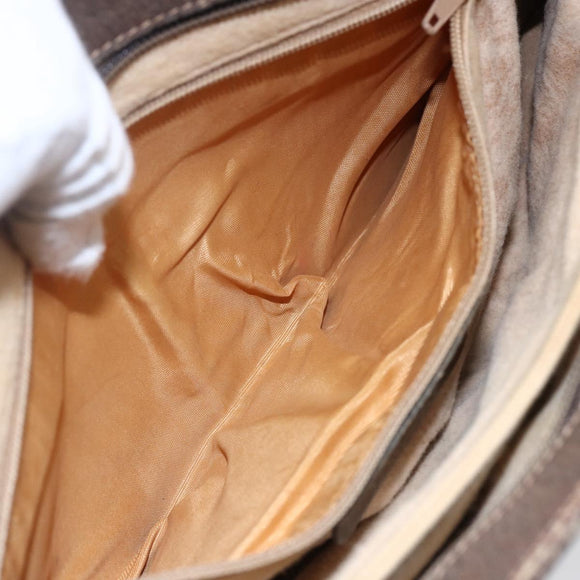 GUCCI GG Canvas Web Sherry Line Shoulder Bag PVC Leather Beige Green Auth BA6767