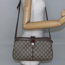 GUCCI GG Canvas Web Sherry Line Shoulder Bag PVC Leather Beige Green Auth BA6767-22