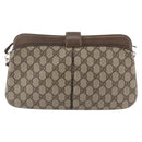 GUCCI GG Canvas Web Sherry Line Shoulder Bag PVC Leather Beige Green Auth BA6767-2