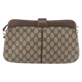 GUCCI GG Canvas Web Sherry Line Shoulder Bag PVC Leather Beige Green Auth BA6767 - 0