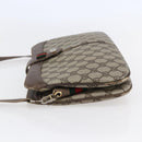 GUCCI GG Canvas Web Sherry Line Shoulder Bag PVC Leather Beige Green Auth BA6767-3