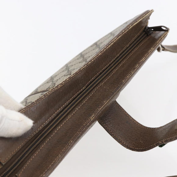 GUCCI GG Canvas Web Sherry Line Shoulder Bag PVC Leather Beige Green Auth BA6767