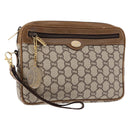 GUCCI GG PLUS Canvas Clutch Bag PVC Leather Beige Auth BA6769-1