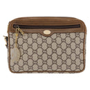 GUCCI GG PLUS Canvas Clutch Bag PVC Leather Beige Auth BA6769-13