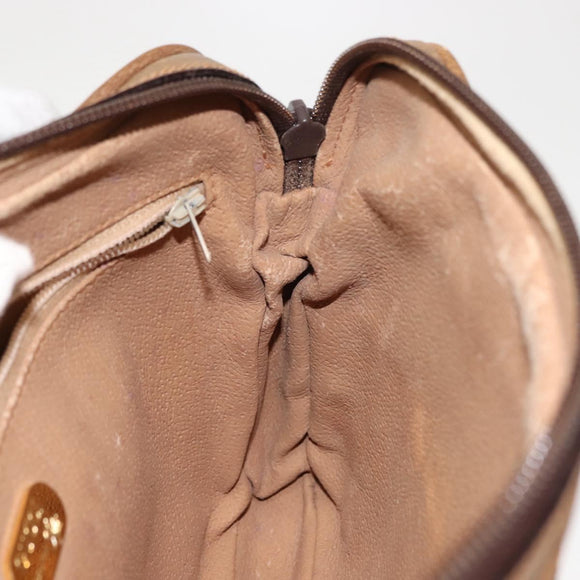 GUCCI GG PLUS Canvas Clutch Bag PVC Leather Beige Auth BA6769