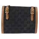 GUCCI GG Canvas Shoulder Bag Canvas Black Brown Auth BA6774-2