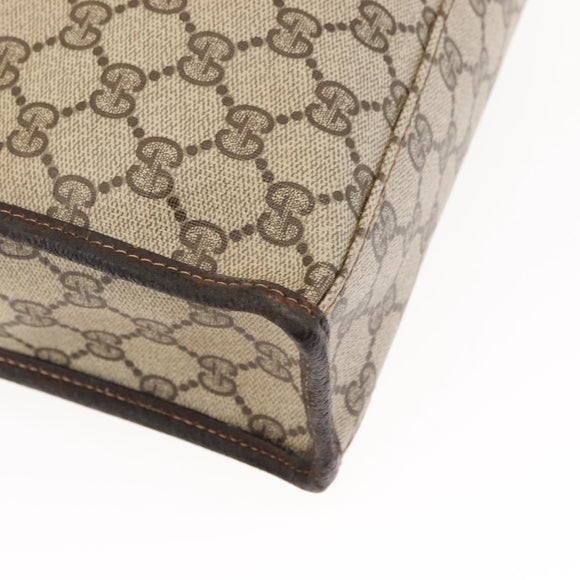 GUCCI GG Supreme Web Sherry Line Hand Bag PVC Beige Gold Auth BA6782