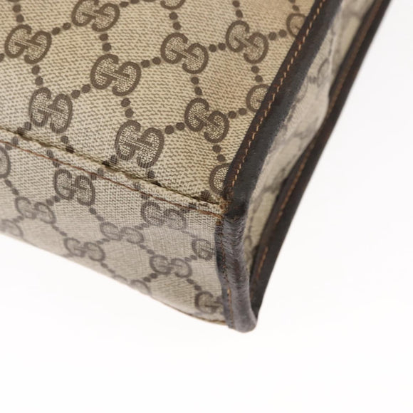 GUCCI GG Supreme Web Sherry Line Hand Bag PVC Beige Gold Auth BA6782