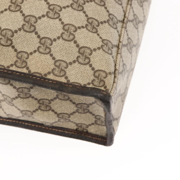 GUCCI GG Supreme Web Sherry Line Hand Bag PVC Beige Gold Auth BA6782