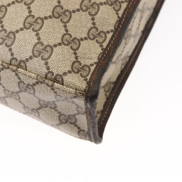 GUCCI GG Supreme Web Sherry Line Hand Bag PVC Beige Gold Auth BA6782