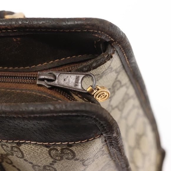 GUCCI GG Supreme Web Sherry Line Hand Bag PVC Beige Gold Auth BA6782