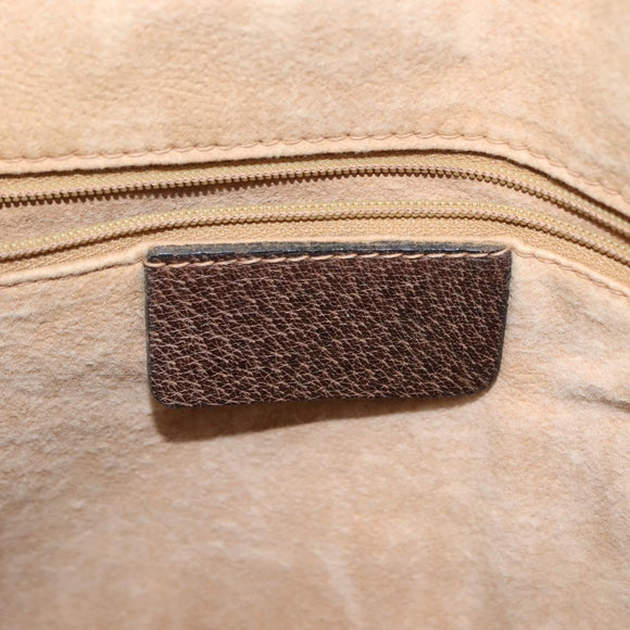 GUCCI GG Supreme Web Sherry Line Hand Bag PVC Beige Gold Auth BA6782