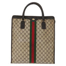 GUCCI GG Supreme Web Sherry Line Hand Bag PVC Beige Gold Auth BA6782-2