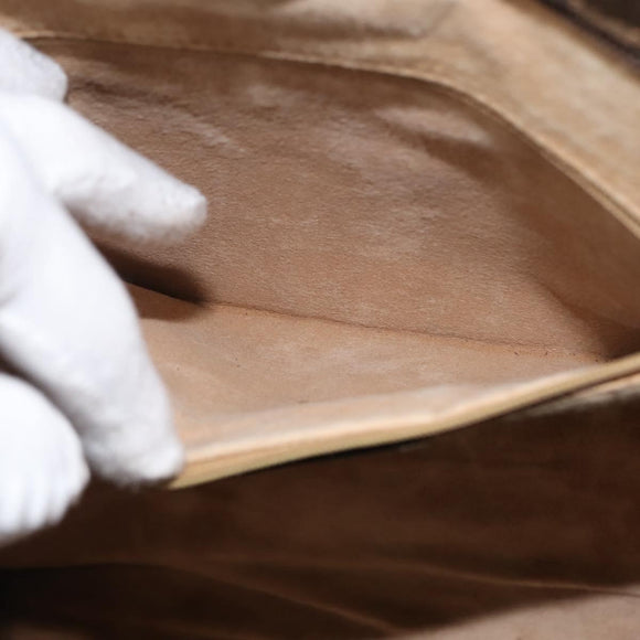 GUCCI GG Supreme Web Sherry Line Hand Bag PVC Beige Gold Auth BA6782