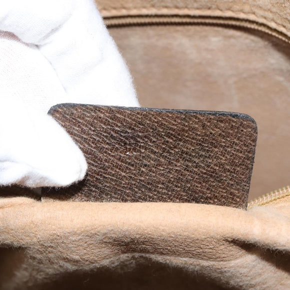 GUCCI GG Supreme Web Sherry Line Hand Bag PVC Beige Gold Auth BA6782