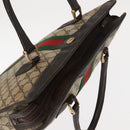 GUCCI GG Supreme Web Sherry Line Hand Bag PVC Beige Gold Auth BA6782-6