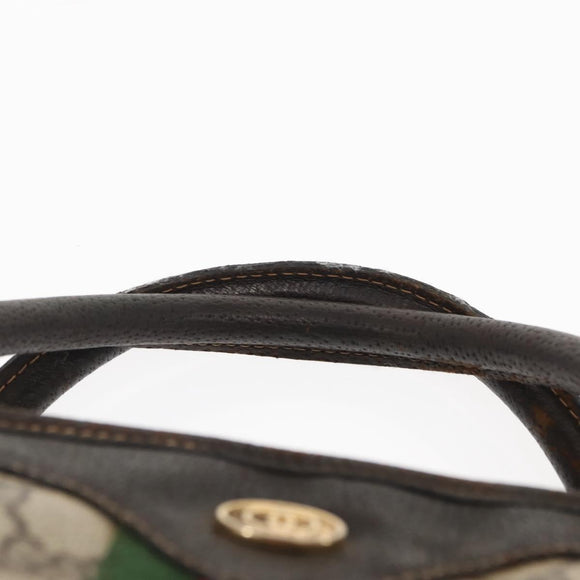 GUCCI GG Supreme Web Sherry Line Hand Bag PVC Beige Gold Auth BA6782