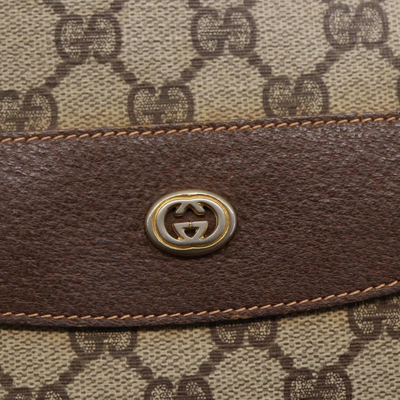 GUCCI GG Supreme Hand Bag PVC Beige Gold 156 02 905 Auth BA6783