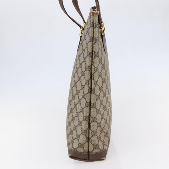 GUCCI GG Supreme Hand Bag PVC Beige Gold 156 02 905 Auth BA6783