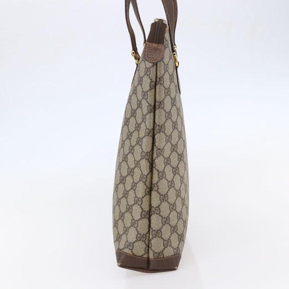 GUCCI GG Supreme Hand Bag PVC Beige Gold 156 02 905 Auth BA6783