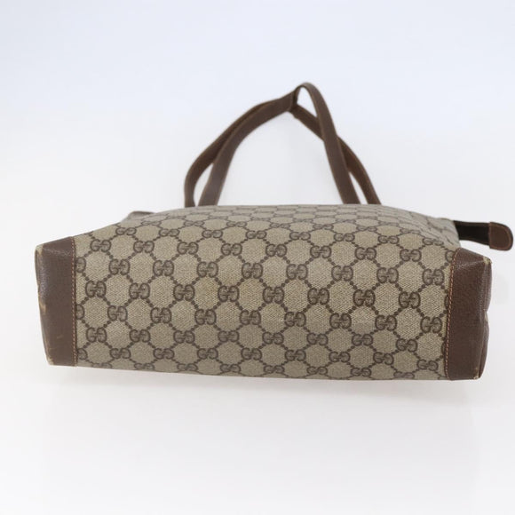 GUCCI GG Supreme Hand Bag PVC Beige Gold 156 02 905 Auth BA6783