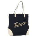 GUCCI Tote Bag Nylon Leather Navy 170008 Auth BA6786-1
