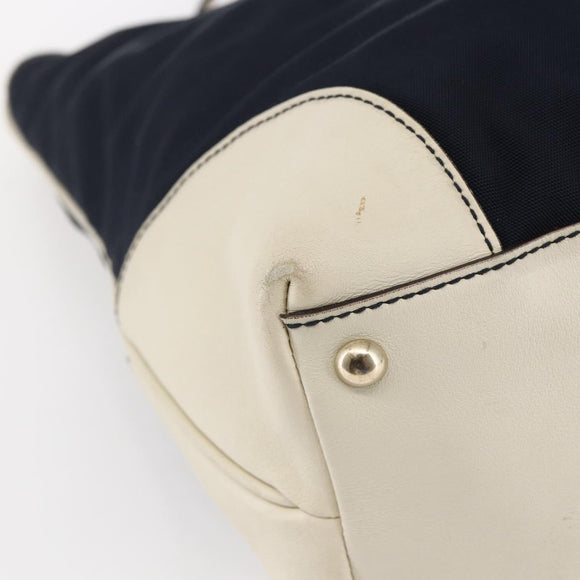 GUCCI Tote Bag Nylon Leather Navy 170008 Auth BA6786