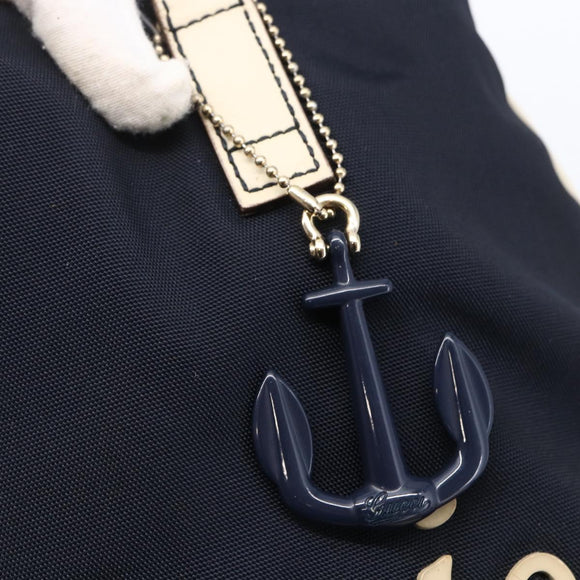 GUCCI Tote Bag Nylon Leather Navy 170008 Auth BA6786