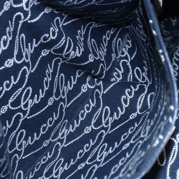 GUCCI Tote Bag Nylon Leather Navy 170008 Auth BA6786