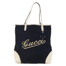 GUCCI Tote Bag Nylon Leather Navy 170008 Auth BA6786-13