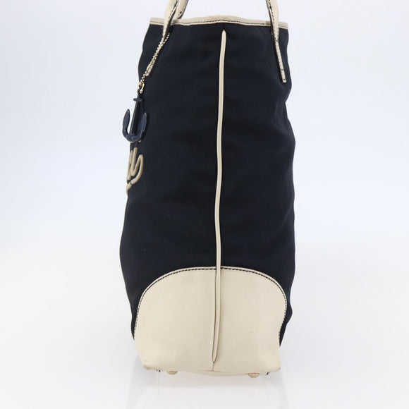 GUCCI Tote Bag Nylon Leather Navy 170008 Auth BA6786