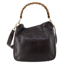 GUCCI Bamboo Hand Bag Leather 2way Brown Auth BA6789-13