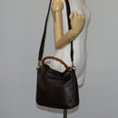 GUCCI Bamboo Hand Bag Leather 2way Brown Auth BA6789-22