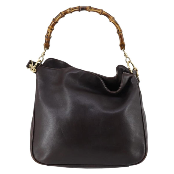 GUCCI Bamboo Hand Bag Leather 2way Brown Auth BA6789