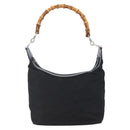 GUCCI Bamboo Hand Bag Nylon Black Silver 000 0531 Auth BA6790-2