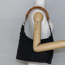 GUCCI Bamboo Hand Bag Nylon Black Silver 000 0531 Auth BA6790-21