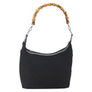 GUCCI Bamboo Hand Bag Nylon Black Silver 000 0531 Auth BA6790-3