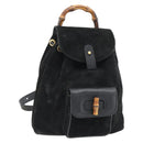GUCCI Bamboo Rucksack Veloursleder Schwarz Auth BA6791-1