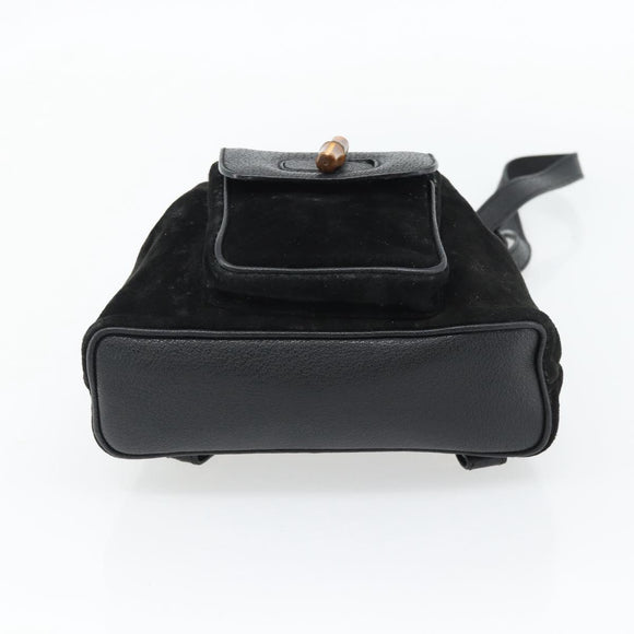 GUCCI Bamboo Rucksack Veloursleder Schwarz Auth BA6791