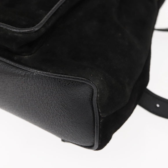 GUCCI Bamboo Backpack Suede Leather Black Auth BA6791