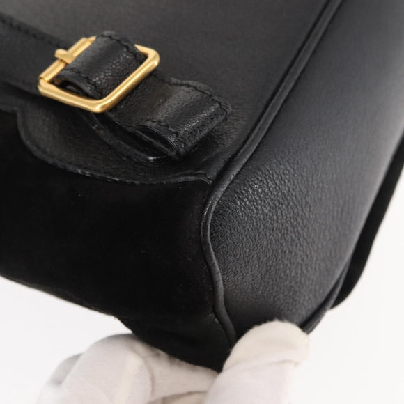 GUCCI Bamboo Backpack Suede Leather Black Auth BA6791